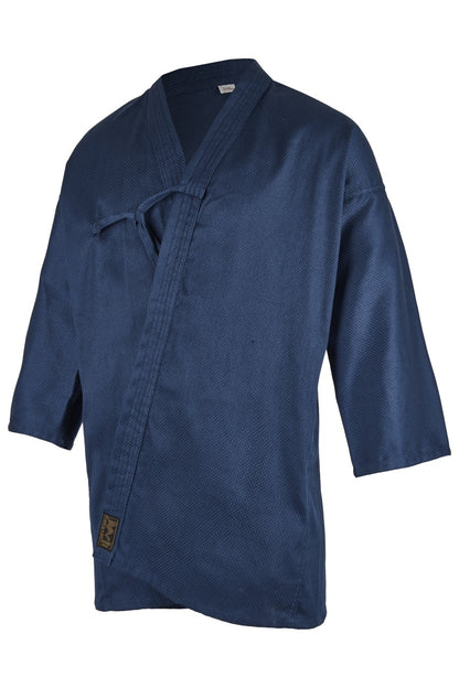 TEKKA BUDO Kendo Jacke blau - Reiskornwebung - Kurze Ärmel - Größe 160 bis 200 cm