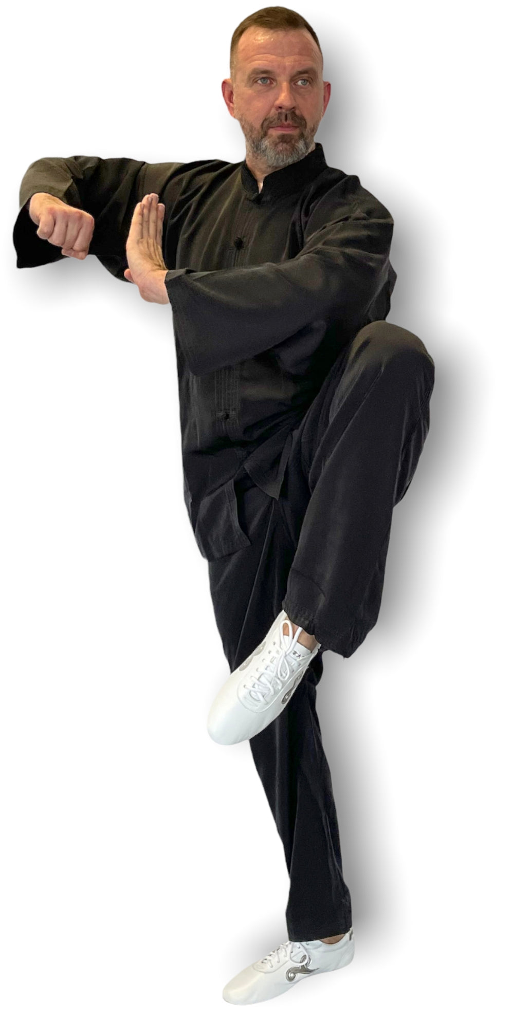 TEKKA BUDO Tai Chi Anzug schwarz Kunstseide - Weiter Schnitt, leicht, flexibel - Größe 160 - 200 cm - Kung Fu Qi Gong