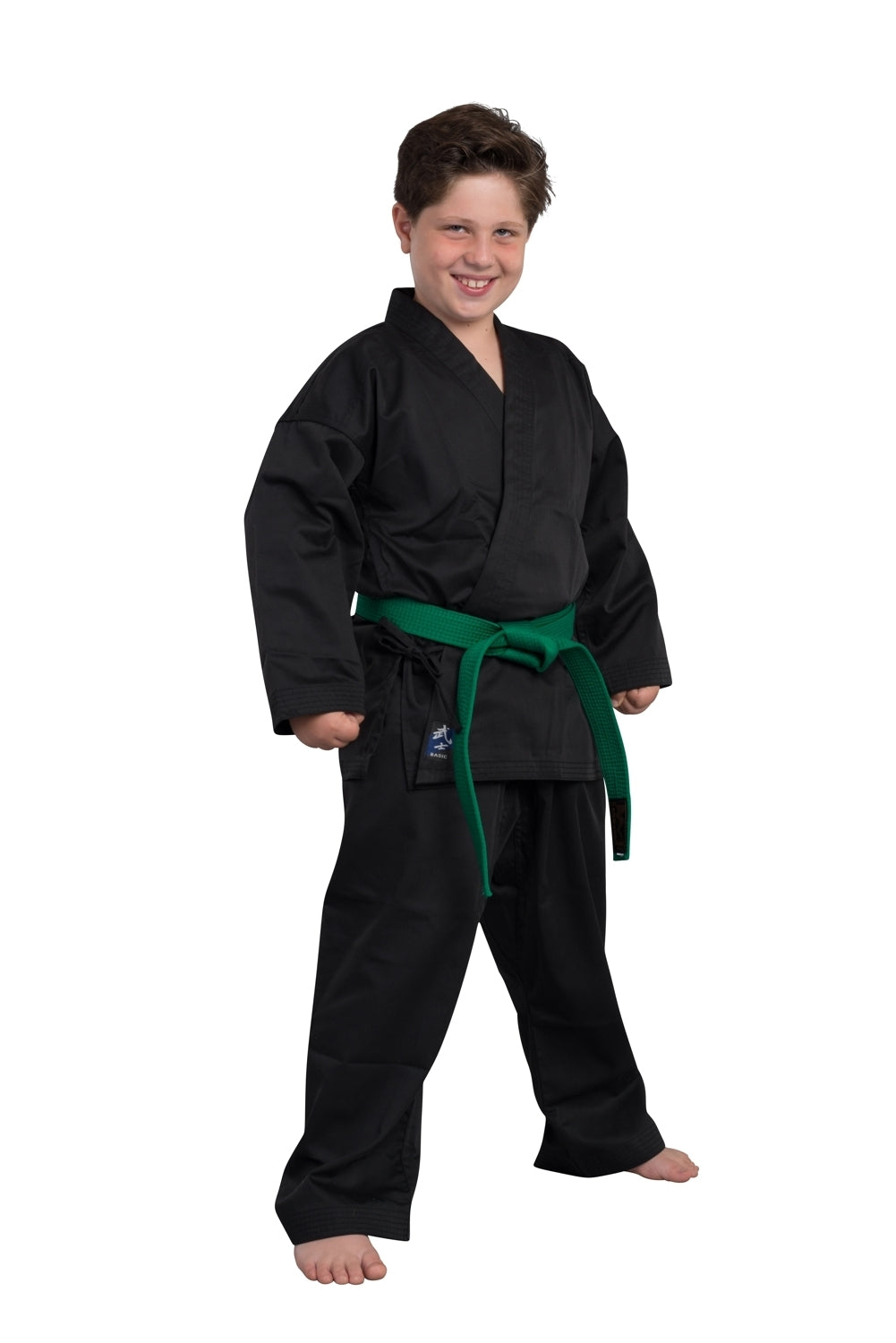 Hapkido Anzug schwarz 7.5 oz - Hapkido Gi Set (Jacke, Hose mit Gummibund, weißer Gürtel) Einsteiger Anzug, Kinder, Erwachsene