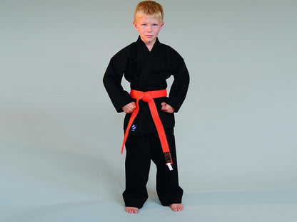 Hapkido Anzug schwarz 7.5 oz - Hapkido Gi Set (Jacke, Hose mit Gummibund, weißer Gürtel) Einsteiger Anzug, Kinder, Erwachsene