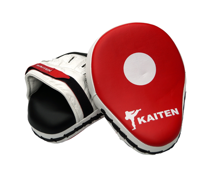 KAITEN Pratzen Set Professional - gebogen, weiß-rot - Handpratze Echtleder
