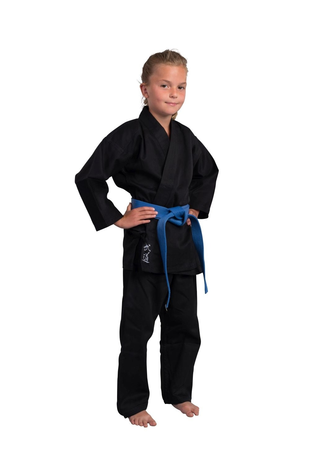 Hapkido Anzug Classic schwarz 8 oz - Hapkido Gi Set (Jacke, Hose mit Gummibund, weißer Gürtel) Einsteiger Anzug, Kinder, Erwachsene