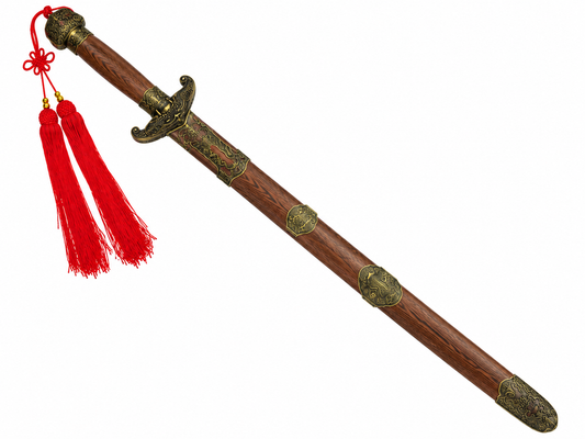 Tai Chi Schwert 100 cm mit Holzscheide - Metallschwert 76 cm Klinge, Holzgriff
