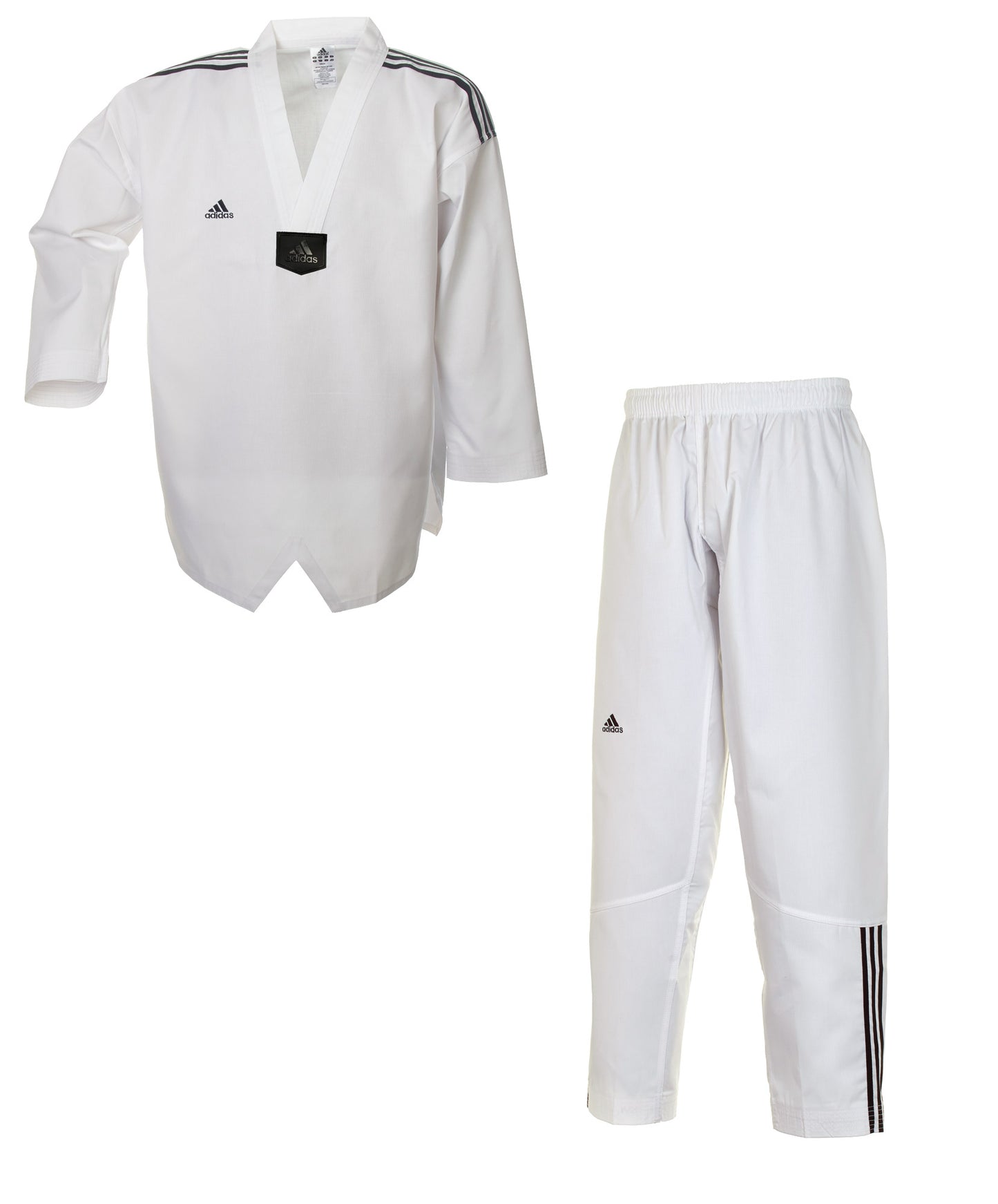 adidas Taekwondoanzug, Adi Club 3 stripes, weißes Revers, ADITCB02 Dobok V-Ausschnitt Schlupfjacke