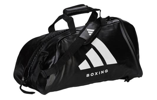 adidas 2in1 Sporttasche Boxing Bag Gr.M - L schwarz-weiß, Rucksack Tragettasche adiACC051B