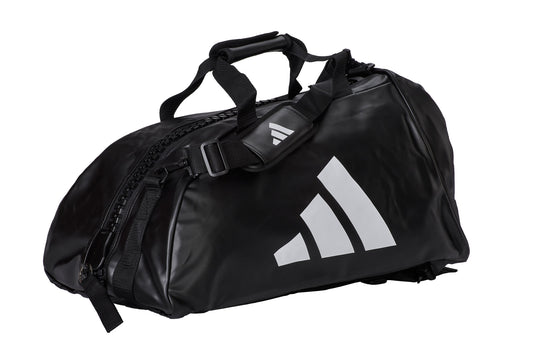 adidas 2in1 Sporttasche Bag Combat Sports Gr.M - L schwarz-weiß PU, Rucksack Tragetasche adiACC051