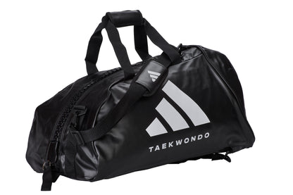 adidas 2in1 Sporttasche Taekwondo Bag Gr.M - L schwarz-weiß, Rucksack Tragettasche PU, adiACC051T