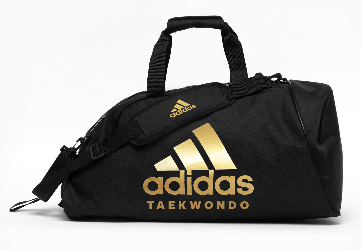 adidas 2in1 Sporttasche Taekwondo Bag Gr.M - L schwarz-gold Nylon, Rucksack Tragettasche adiACC052T