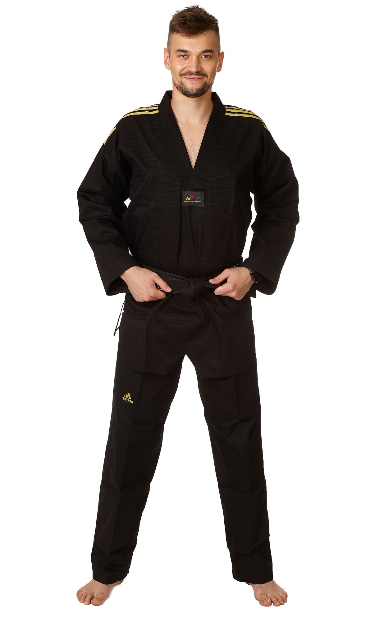 adidas Taekwondoanzug adi champion colour schwarz, ADITCC01 Dobok V-Ausschnitt Schlupfjacke