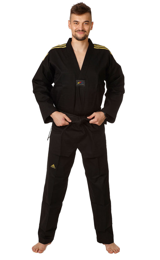 adidas Taekwondoanzug adi champion colour schwarz, ADITCC01 Dobok V-Ausschnitt Schlupfjacke