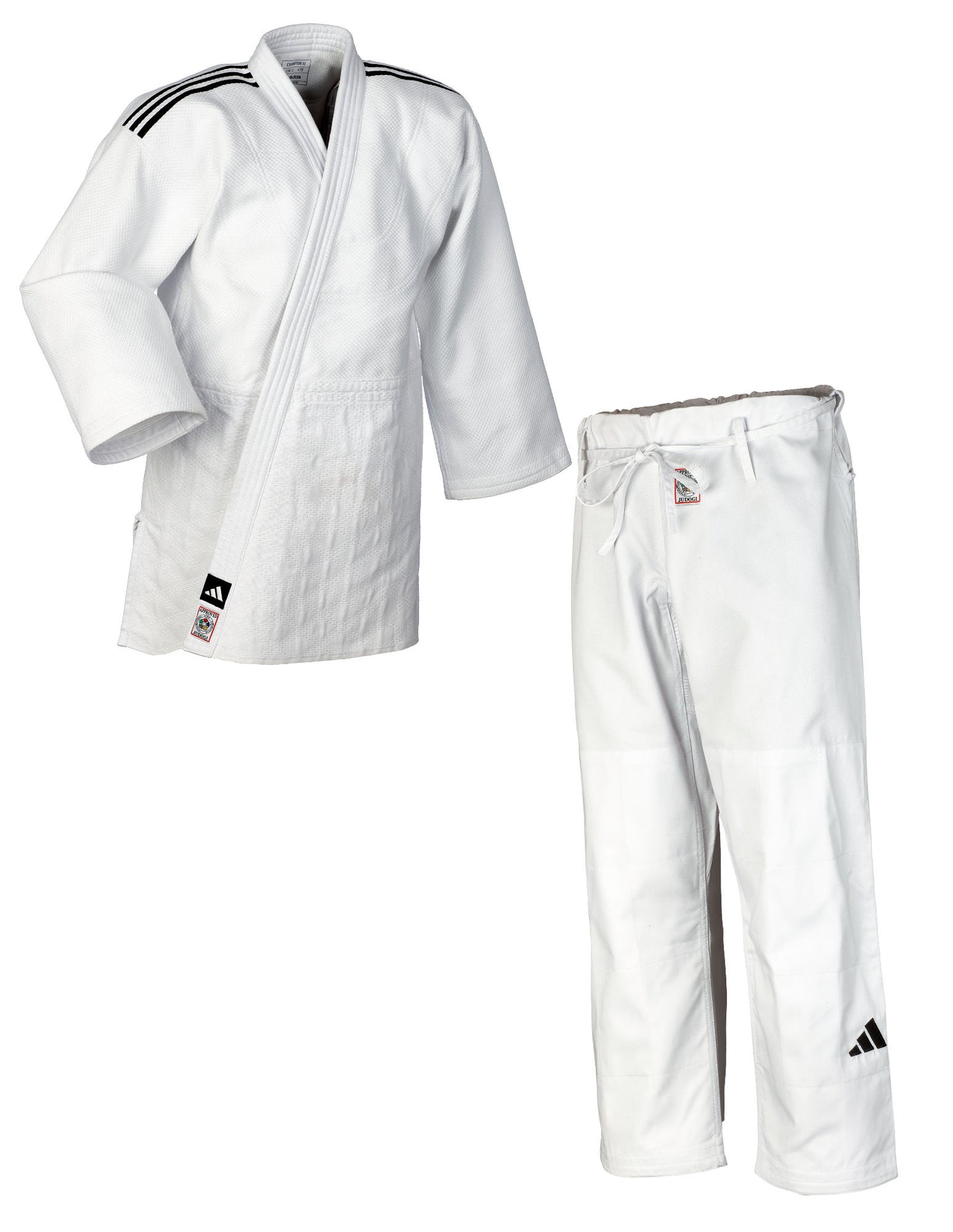 adidas Judoanzug CHAMPION III IJF - Model 1 weiß/schwarze Streifen JIJFS Judo Gi (Judojacke, Judohose)