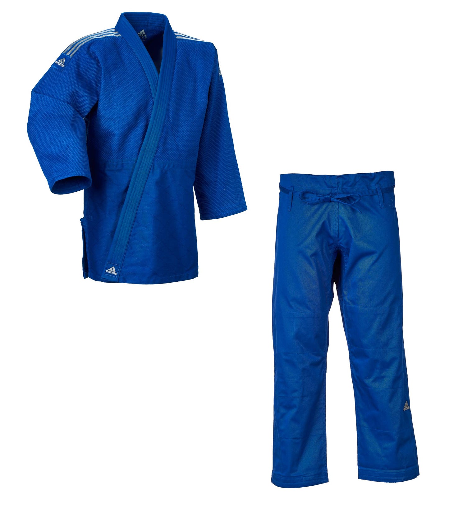 adidas Judo-Anzug Contest blau/silberne Streifen, J650B Judo Gi (Judojacke, Judohose)