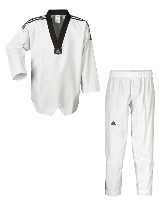 adidas Taekwondoanzug, Adi Club 3 stripes, schwarzes Revers, ADITCB02 Dobok V-Ausschnitt Schlupfjacke