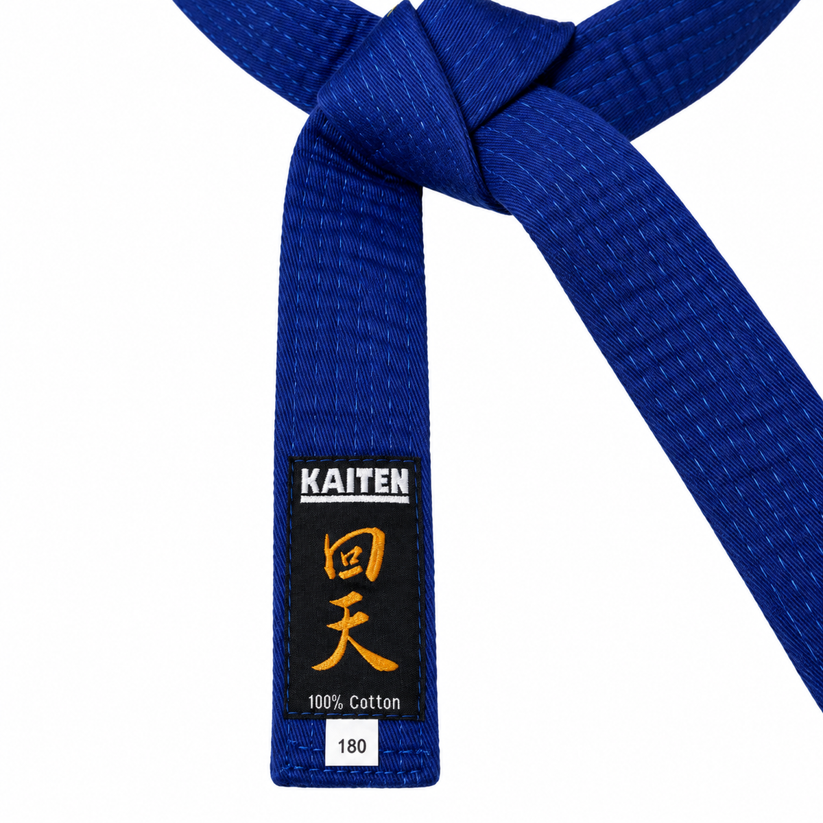 KAITEN Kinder Klettgürtel Blau mit Klettverschluss ohne Binden, Karategürtel Baumwolle