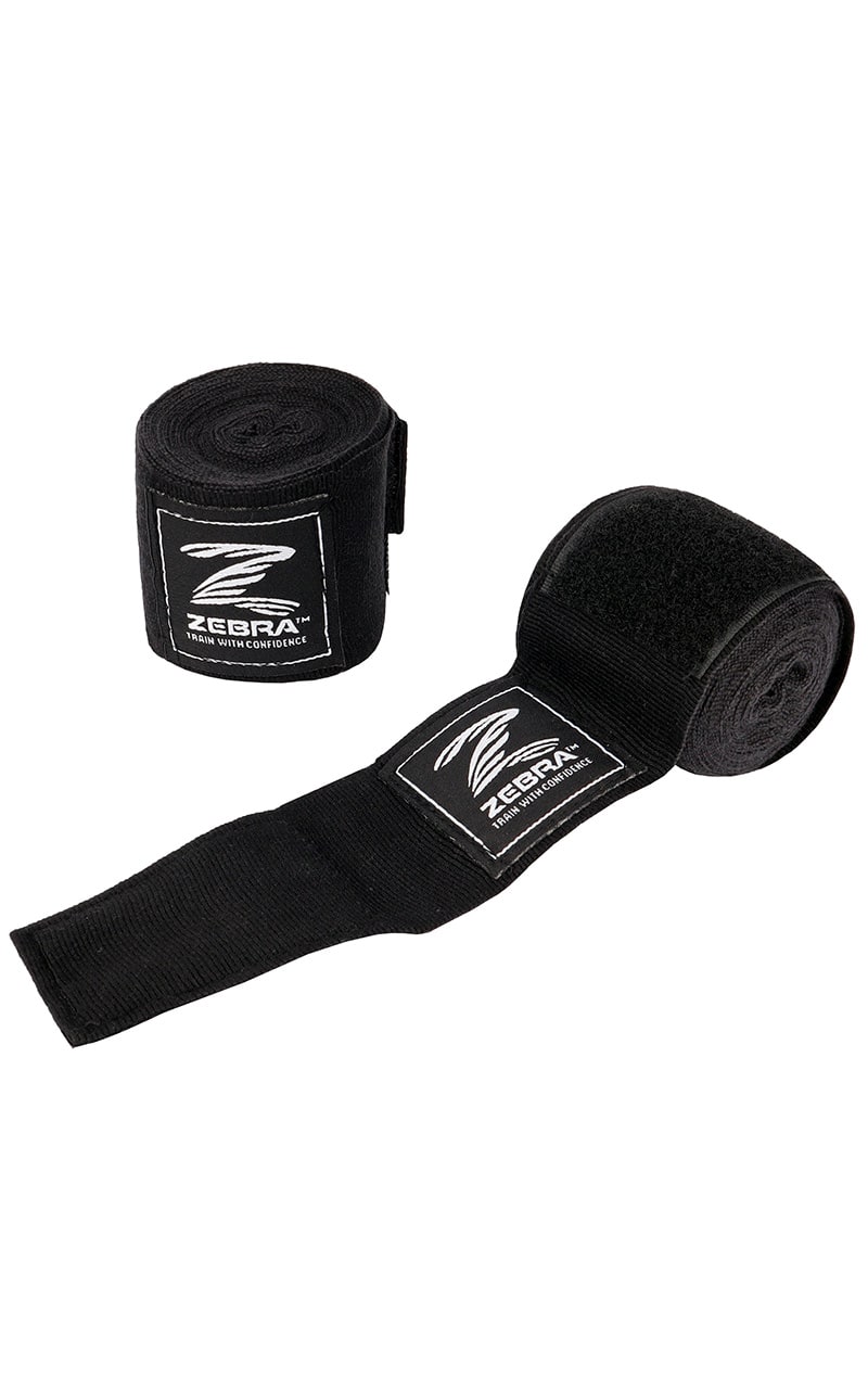 ZEBRA Boxbandagen schwarz - Baumwoll-Stretch, Daumenschlaufe, Klettverschluss