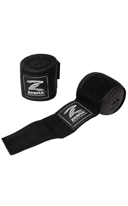 ZEBRA Boxbandagen schwarz - Baumwoll-Stretch, Daumenschlaufe, Klettverschluss