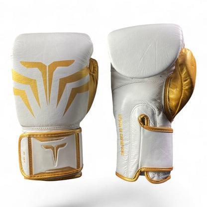 Boxhandschuhe WHITE DIAMOND, weiß-gold, Premium Leder