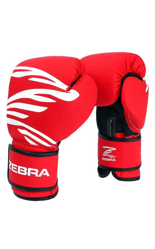 ZEBRA Boxhandschuhe Fitness PU rot-weiß mit Mesh-Einsatz