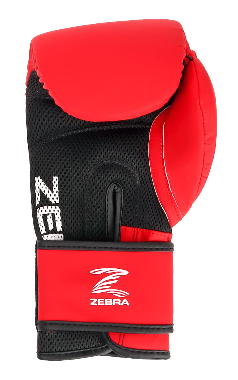 ZEBRA Boxhandschuhe Fitness PU rot-weiß mit Mesh-Einsatz