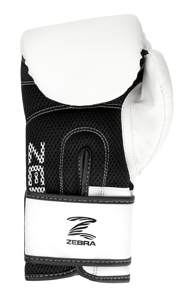 ZEBRA Boxhandschuhe Fitness PU weiß-schwarz mit Mesh-Einsatz