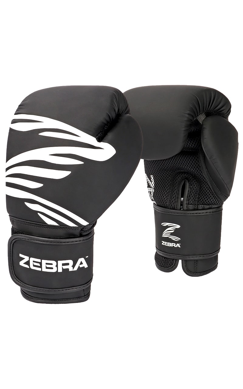 ZEBRA Boxhandschuhe Fitness PU schwarz-weiß mit Mesh-Einsatz