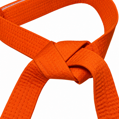 KAITEN Kinder Klettgürtel Orange mit Klettverschluss ohne Binden, Karategürtel Baumwolle