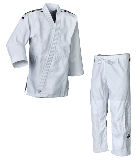 adidas Judo-Anzug Contest weiß/schwarze Streifen, J650 Judo Gi (Judojacke, Judohose)