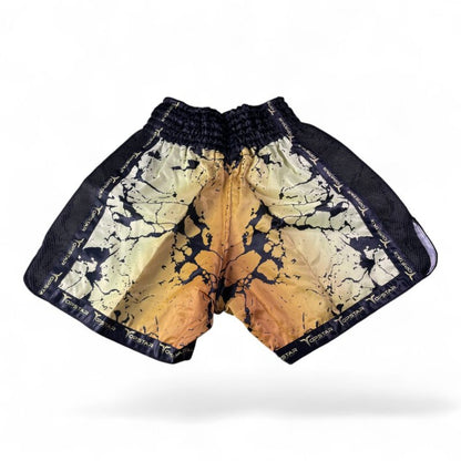 Kick-Thai-Box Shorts GOLDEN PUNCH Satin, schwarz-gold - Kickboxen Thaiboxen Hose kurz