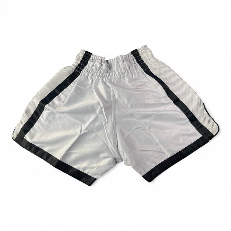 Kick-Thai-Box Shorts SNOWFALL Satin, weiß - Kickboxen Thaiboxen Hose kurz