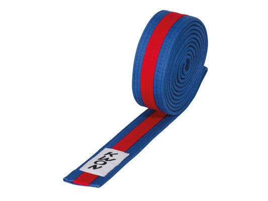 KWON (R) Budogürtel blau/rot/blau Kampfsportgürtel mit Mittelstreifen