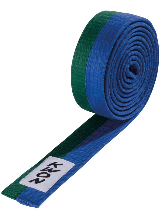 KWON (R) Budogürtel grün/blau Kampfsportgürtel halb-halb gestreift