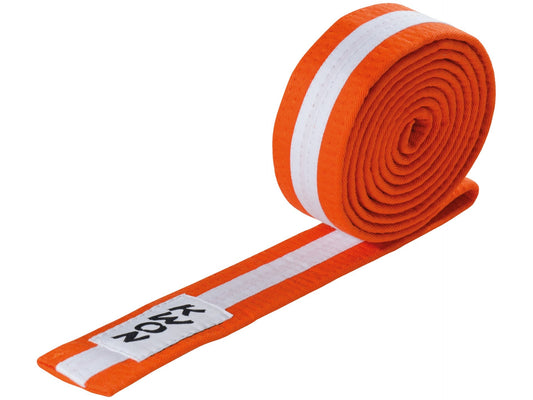 KWON (R) Budogürtel orange/weiß/orange Kampfsportgürtel mit Mittelstreifen
