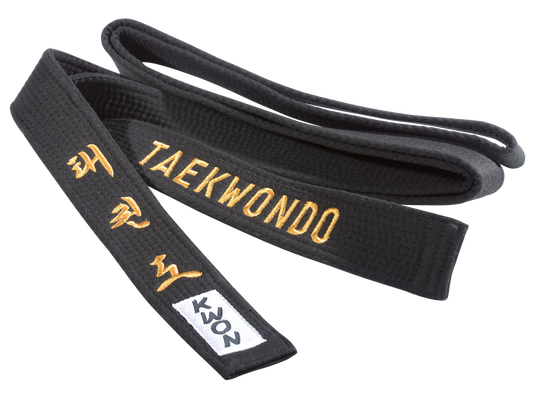 KWON (R) Budogürtel Taekwondo Schwarzer Gürtel 5 cm Breit mit Bestickung TKD