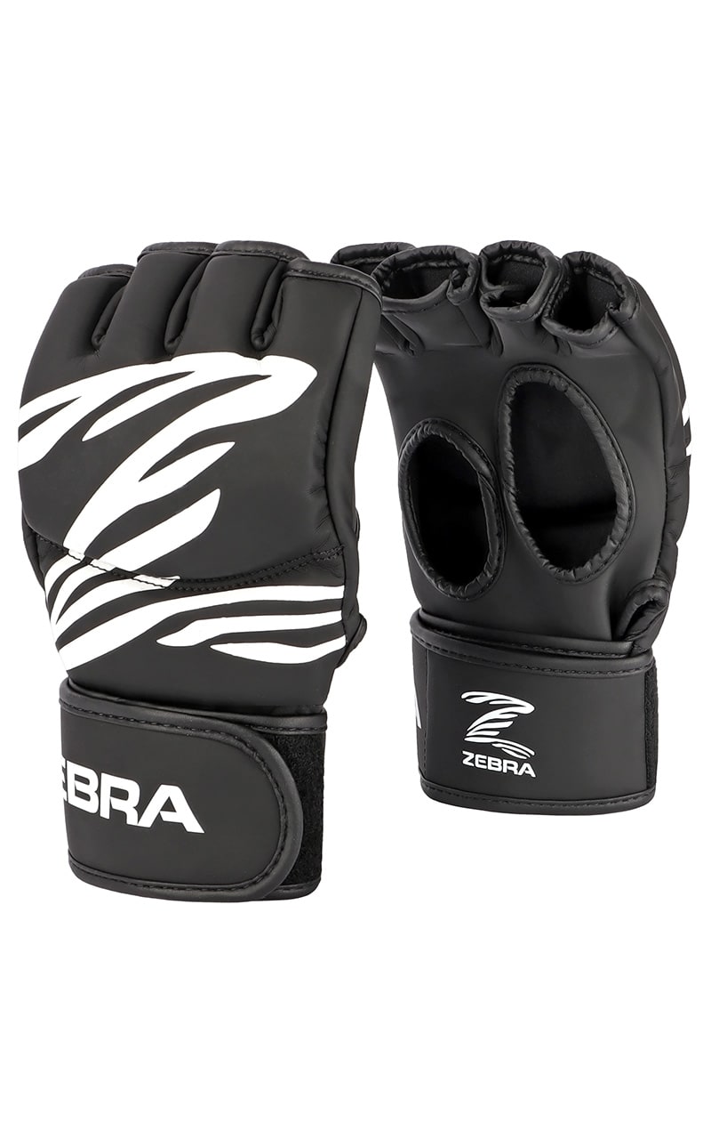 ZEBRA MMA Handschuhe Training schwarz - Extra langer Klettverschluss