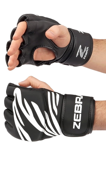 ZEBRA MMA Handschuhe Training schwarz - Extra langer Klettverschluss
