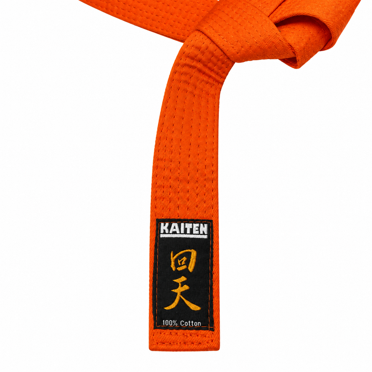 KAITEN Kinder Klettgürtel Orange mit Klettverschluss ohne Binden, Karategürtel Baumwolle