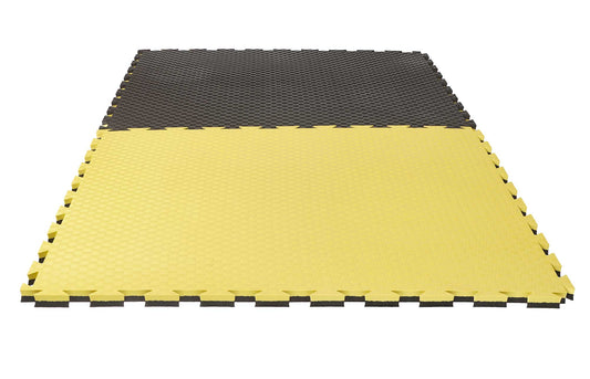 Kampfsportmatte Puzzlematte Pro Checker 2 cm schwarz/gelb Wendematte