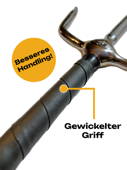 SET Sai Gabeln verchromt mit Waffentasche - silber 48.5 cm (Paar) - Gewickelter Griff Runde Form