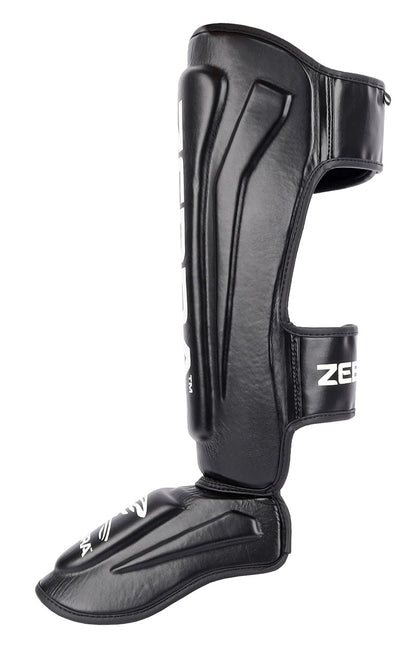 ZEBRA Schienbein- Spannschützer Pro PU - Vorgegrümmt, extra brelte Klettbänder - MMA, Kickboxen