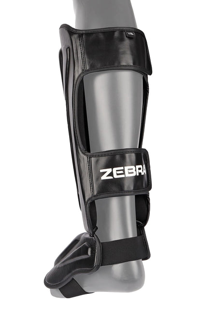 ZEBRA Schienbein- Spannschützer Pro PU - Vorgegrümmt, extra brelte Klettbänder - MMA, Kickboxen