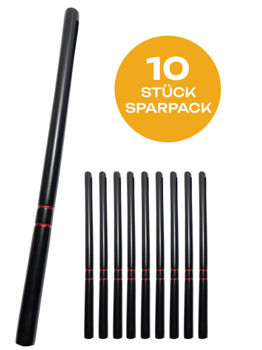 10er Pack Escrima Stock schwarz - stabile Ausführung - Trainingsstick 65 cm - Arnisstock Holz Eiche Kurzstock Kali