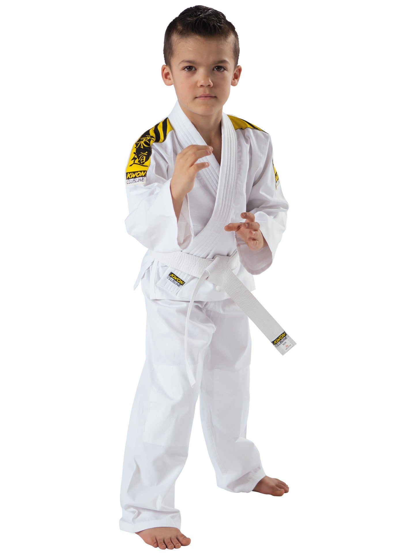 KWON (R) Judoanzug - Clubline Junior - weiß - Kinder Judo Gi - Schulterstreifen