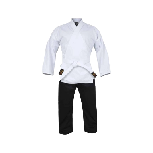 Karate Anzug weiß/schwarz - 10 oz - Kempo Anzug (weiße Jacke, schwarze Hose)